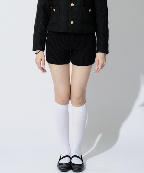 ALLuRing ChaRm(アリュリングチャーム)の「Rib Knit Short Pants / リブニットショートパンツ(スウェットパンツ・レディース・グレー/ブラック/ホワイト・FREE)」の4枚目の写真