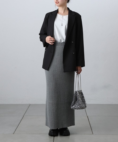 COLONY 2139（コロニートゥーワンスリーナイン）の「-3kg見え！リブニットナロースカート（スカート・レディース・ブラック/グレー・MEDIUM/SMALL）」の15枚目の写真