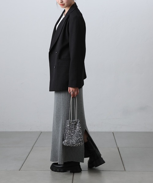 COLONY 2139（コロニートゥーワンスリーナイン）の「-3kg見え！リブニットナロースカート（スカート・レディース・ブラック/グレー・MEDIUM/SMALL）」の18枚目の写真