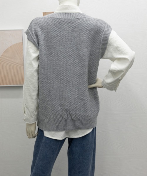 Miniministore（ミニミニストア）の「ケーブルニットベスト レディースチョッキ（ベスト・レディース・グレー/ブラック/レンガ/ベージュ・FREE）」の16枚目の写真