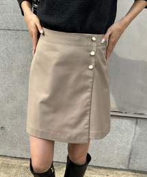 【一部店舗限定】サイドボタンラップミニスカート