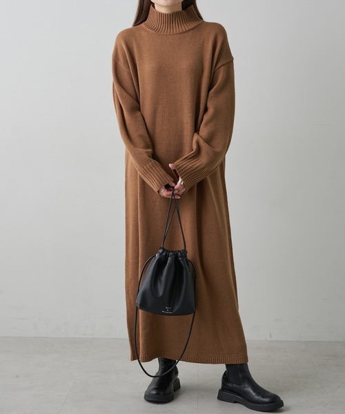 PUAL CE CIN(ピュアルセシン)の「ハンドウォッシャブルニットワンピース(ワンピース・レディース・ベージュ/グレー/レッド/ブラック・FREE)」の4枚目の写真