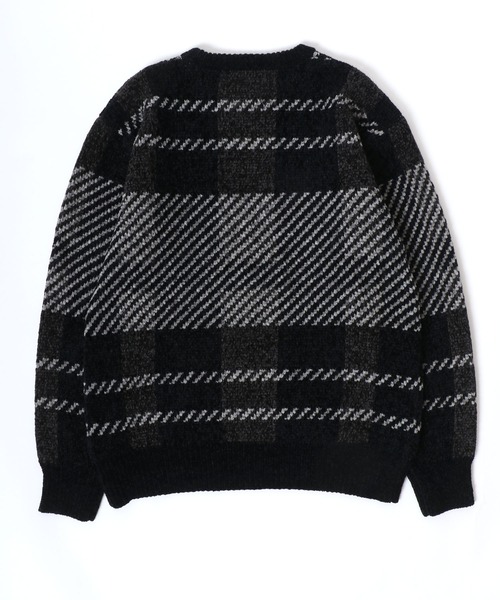 Salong hameu（サロン ハミュー）の「モールニット チェック柄セーター プルオーバートップス メンズ レディース ユニセックス（ニット/セーター・レディース・グリーン系その他/ブルー系その他/ホワイト系その他/ブラック系その他・M/L/LL）」の22枚目の写真