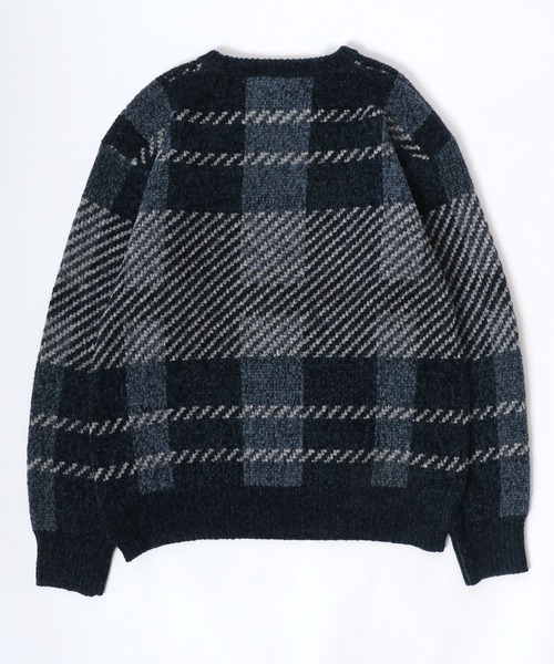 Salong hameu（サロン ハミュー）の「モールニット チェック柄セーター プルオーバートップス メンズ レディース ユニセックス（ニット/セーター・レディース・グリーン系その他/ブルー系その他/ホワイト系その他/ブラック系その他・M/L/LL）」の20枚目の写真