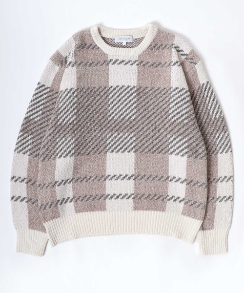 セール】モールニット チェック柄セーター プルオーバートップス