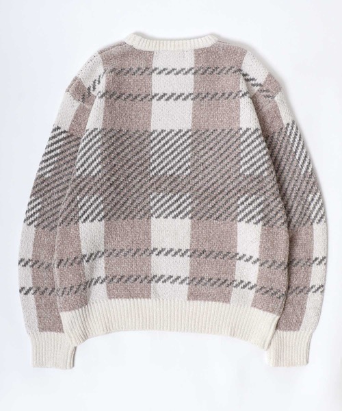 セール】モールニット チェック柄セーター プルオーバートップス