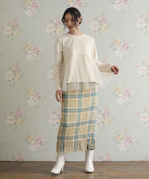 Sugar spoon（シュガースプーン）の「・SUGAR SPOON チェックフリンジスカート（スカート・レディース・グレー/ネイビー/ベージュ・FREE）」の11枚目の写真