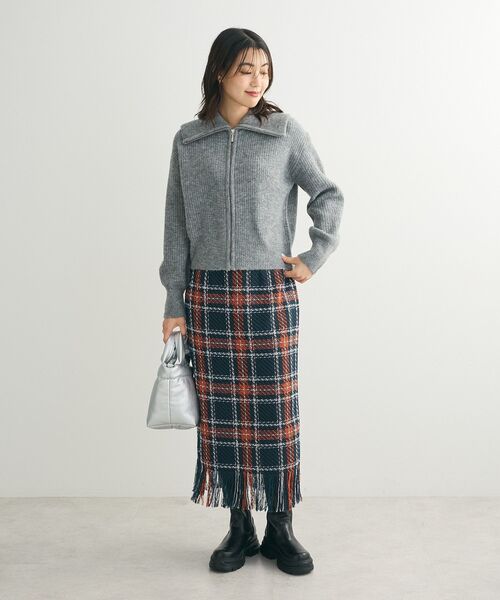 Sugar spoon（シュガースプーン）の「・SUGAR SPOON チェックフリンジスカート（スカート・レディース・グレー/ネイビー/ベージュ・FREE）」の12枚目の写真