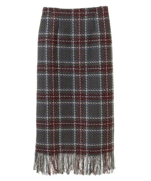 Sugar spoon（シュガースプーン）の「・SUGAR SPOON チェックフリンジスカート（スカート・レディース・グレー/ネイビー/ベージュ・FREE）」の6枚目の写真