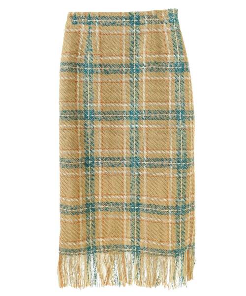 Sugar spoon（シュガースプーン）の「・SUGAR SPOON チェックフリンジスカート（スカート・レディース・グレー/ネイビー/ベージュ・FREE）」の7枚目の写真