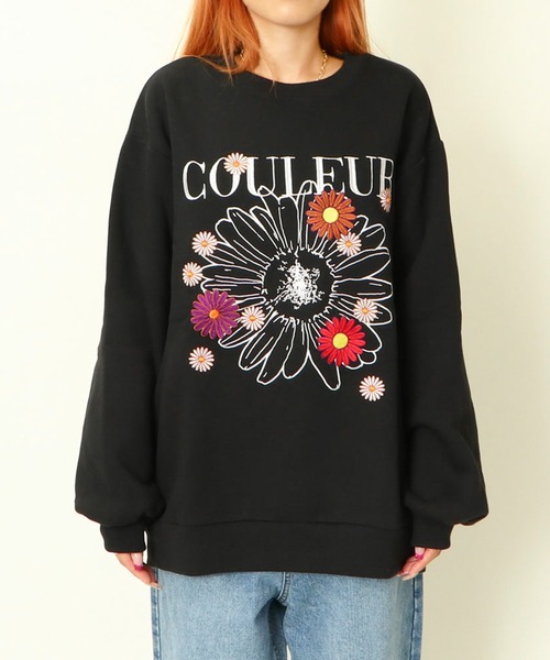 GORGE(ゴージ)の「カラフル刺しゅう裏起毛プルオーバー(スウェット・レディース・ブラック/ダークグリーン/グレー/オートミール・F)」の9枚目の写真