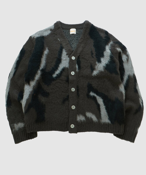 WHO'S WHO gallery（フーズフーギャラリー）の「※２サイズ【UNISEX/ユニセックス】モヘアライクカモ柄カーディガン（カーディガン/ボレロ・レディース・ブラウン/ブラック/グレー・MEDIUM/LARGE）」の6枚目の写真