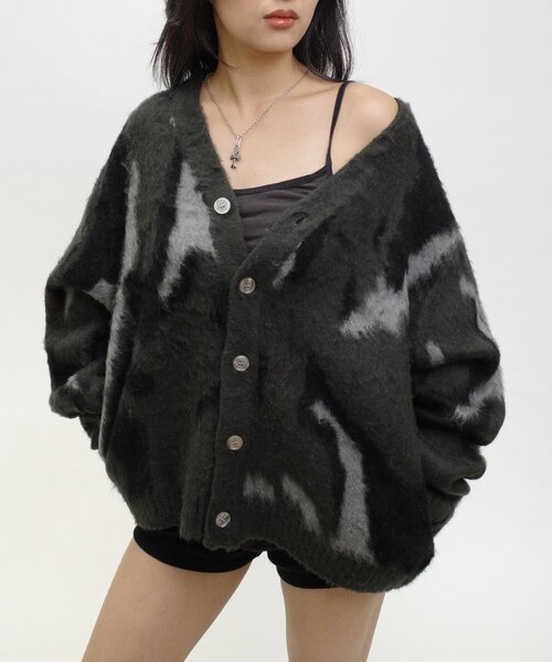 【セール】※2サイズ【UNISEX/ユニセックス】モヘアライクカモ柄カーディガン(カーディガン/ボレロ)|WHO'S WHO gallery(フーズフーギャラリー)