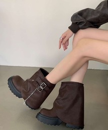 COCOMOMO（ココモモ）の「厚底 ベルト付き カバーブーツ ショート丈（ブーツ）」