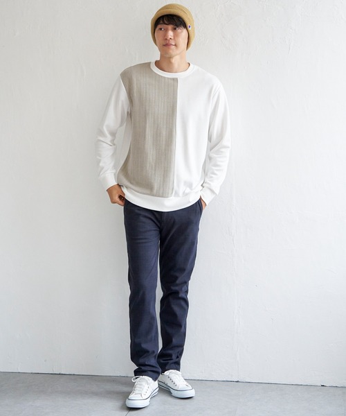 ikka(イッカ)の「ポンチジャカードモール切り替えプルオーバー(スウェット・メンズ・ブラック/オリーブ/ホワイト/ネイビー・M/L/XL/S)」の10枚目の写真