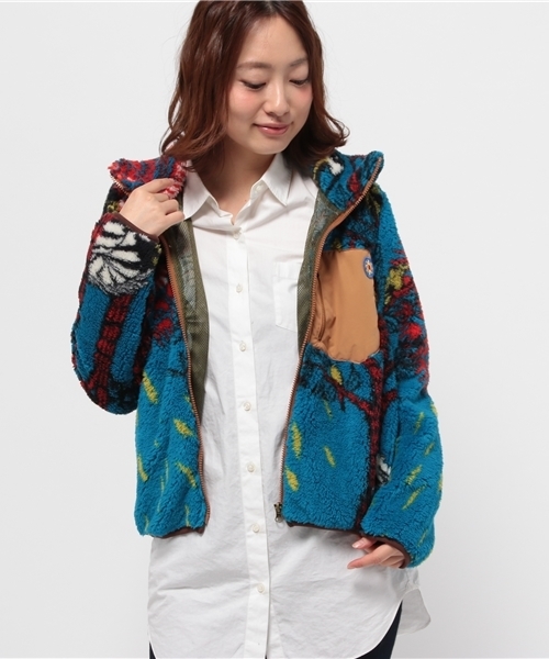 チャイハネ（チャイハネ）の「【チャイハネ】アニマルボアショートジャケット（ダウンジャケット/コート・レディース・ベージュ/ターコイズブルー/グリーン・FREE）」の3枚目の写真