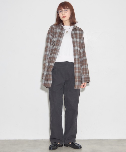 leimn（レイムン）の「チェックオーバーシャツ（シャツ/ブラウス・レディース・ネイビー/ブラウン・M）」の18枚目の写真