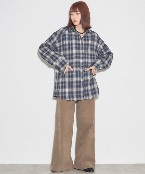 leimn（レイムン）の「チェックオーバーシャツ（シャツ/ブラウス・レディース・ネイビー/ブラウン・M）」の5枚目の写真