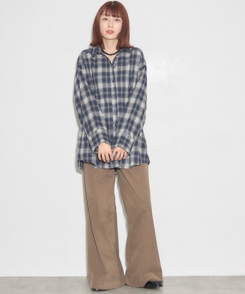 leimn（レイムン）の「チェックオーバーシャツ（シャツ/ブラウス・レディース・ネイビー/ブラウン・M）」の15枚目の写真