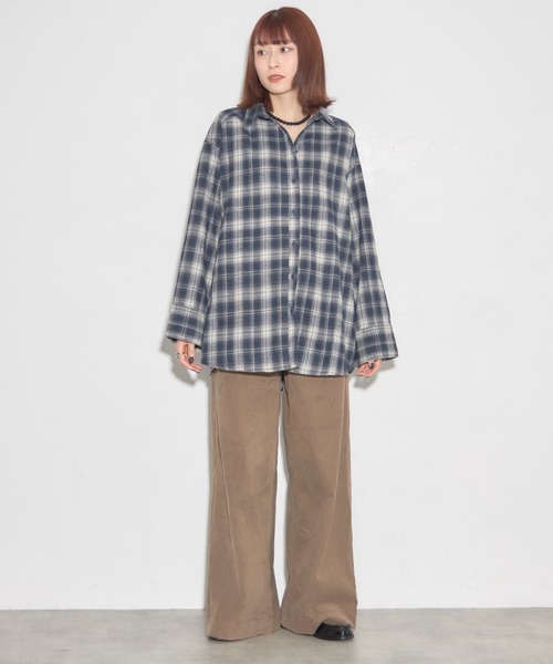 leimn（レイムン）の「チェックオーバーシャツ（シャツ/ブラウス・レディース・ネイビー/ブラウン・M）」の7枚目の写真