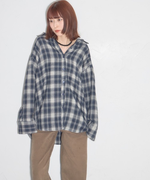 leimn（レイムン）の「チェックオーバーシャツ（シャツ/ブラウス・レディース・ネイビー/ブラウン・M）」の16枚目の写真