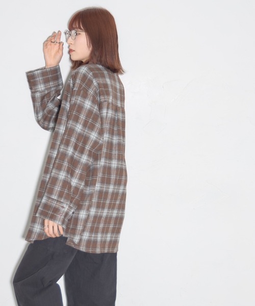 leimn（レイムン）の「チェックオーバーシャツ（シャツ/ブラウス・レディース・ネイビー/ブラウン・M）」の19枚目の写真