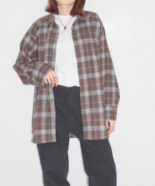 leimn（レイムン）の「チェックオーバーシャツ（シャツ/ブラウス・レディース・ネイビー/ブラウン・M）」の13枚目の写真