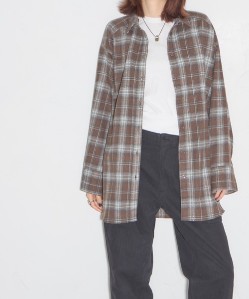 leimn（レイムン）の「チェックオーバーシャツ（シャツ/ブラウス・レディース・ネイビー/ブラウン・M）」の21枚目の写真
