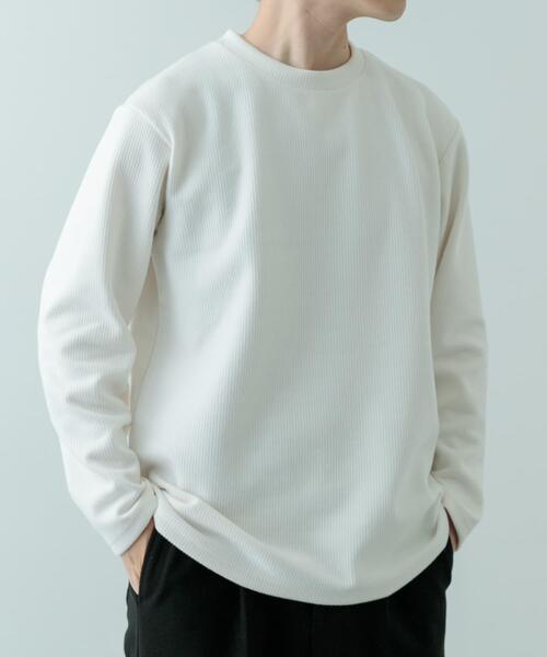 ITEMS URBANRESEARCH（アイテムズ アーバンリサーチ）の「クルーネック リブ ヘビーウェイトTops（Tシャツ/カットソー・メンズ・チャコールグレー/ブラック/アイボリー/モカ・MEDIUM/LARGE）」の2枚目の写真