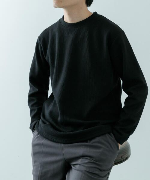 ITEMS URBANRESEARCH（アイテムズ アーバンリサーチ）の「クルーネック リブ ヘビーウェイトTops（Tシャツ/カットソー・メンズ・チャコールグレー/ブラック/アイボリー/モカ・MEDIUM/LARGE）」の3枚目の写真