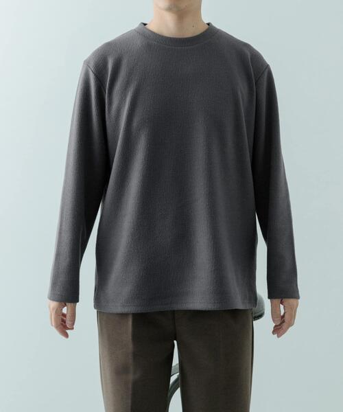 ITEMS URBANRESEARCH（アイテムズ アーバンリサーチ）の「クルーネック リブ ヘビーウェイトTops（Tシャツ/カットソー・メンズ・チャコールグレー/ブラック/アイボリー/モカ・MEDIUM/LARGE）」の6枚目の写真
