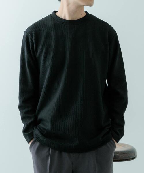 ITEMS URBANRESEARCH（アイテムズ アーバンリサーチ）の「クルーネック リブ ヘビーウェイトTops（Tシャツ/カットソー・メンズ・チャコールグレー/ブラック/アイボリー/モカ・MEDIUM/LARGE）」の12枚目の写真