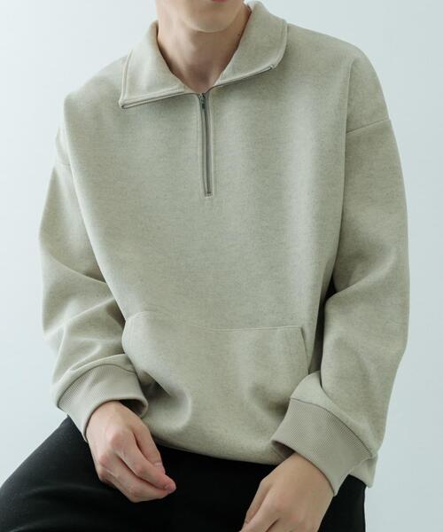 ITEMS URBANRESEARCH（アイテムズ アーバンリサーチ）の「高機能ジャージーメルトンハーフzipプルオーバー（スウェット・メンズ・ブラック/チャコールグレー/ベージュ/ブラウン・MEDIUM/LARGE）」の4枚目の写真