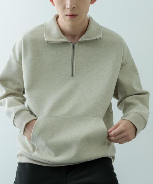 ITEMS URBANRESEARCH（アイテムズ アーバンリサーチ）の「高機能ジャージーメルトンハーフzipプルオーバー（スウェット・メンズ・ブラック/チャコールグレー/ベージュ/ブラウン・MEDIUM/LARGE）」の6枚目の写真