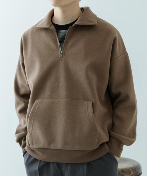 ITEMS URBANRESEARCH（アイテムズ アーバンリサーチ）の「高機能ジャージーメルトンハーフzipプルオーバー（スウェット・メンズ・ブラック/チャコールグレー/ベージュ/ブラウン・MEDIUM/LARGE）」の16枚目の写真
