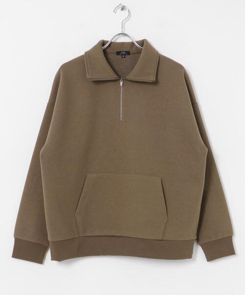 セール】高機能ジャージーメルトンハーフzipプルオーバー（スウェット