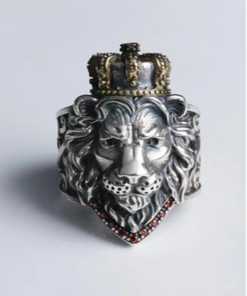 Burner（バーナー）の「【OKUOKU　0909】ライオン 王冠 デザイン リング フリーサイズ サイズ調整可能 oku-ring-714318623374-7 Nn（リング・メンズ・シルバー・FREE）」の3枚目の写真