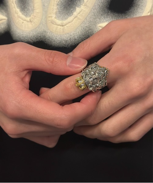 Burner（バーナー）の「【OKUOKU　0909】ライオン 王冠 デザイン リング フリーサイズ サイズ調整可能 oku-ring-714318623374-7 Nn（リング・メンズ・シルバー・FREE）」の5枚目の写真