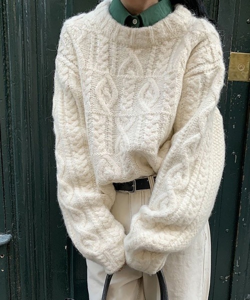 VICKY（ビッキー）の「ローゲージニットプルーオーバー《手洗い可能》（ニット/セーター・レディース・オフホワイト/ブラウン・M）」の3枚目の写真