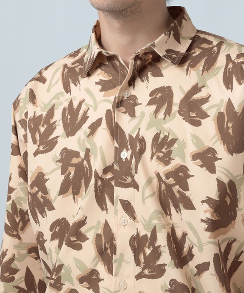 BAYFLOW(ベイフロー)の「【ストレッチ】ボタニカル柄長袖シャツ(シャツ/ブラウス・メンズ・ベージュ/ブラック・MEDIUM/LARGE)」の9枚目の写真