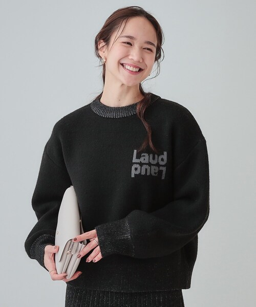 Cutie Blonde(キューティーブロンド)の「【セットアップ可】もちもちミックスヤーンロゴニット(ニット/セーター・レディース・ブラック/スモーキーグリーン系/ライトベージュ/ピンク・01/02/03/04)」の1枚目の写真