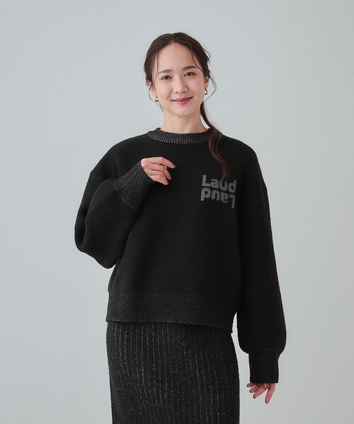 Cutie Blonde(キューティーブロンド)の「【セットアップ可】もちもちミックスヤーンロゴニット(ニット/セーター・レディース・ブラック/スモーキーグリーン系/ライトベージュ/ピンク・01/02/03/04)」の5枚目の写真