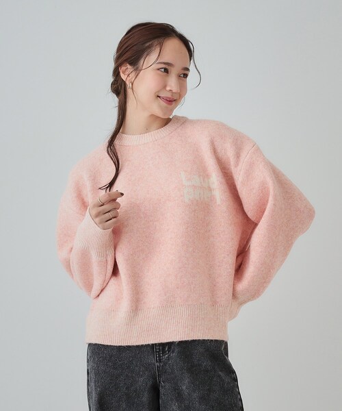 Cutie Blonde(キューティーブロンド)の「【セットアップ可】もちもちミックスヤーンロゴニット(ニット/セーター・レディース・ブラック/スモーキーグリーン系/ライトベージュ/ピンク・01/02/03/04)」の13枚目の写真