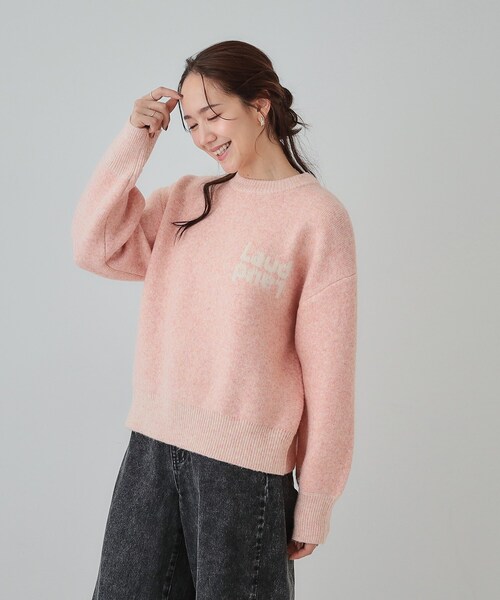 Cutie Blonde(キューティーブロンド)の「【セットアップ可】もちもちミックスヤーンロゴニット(ニット/セーター・レディース・ブラック/スモーキーグリーン系/ライトベージュ/ピンク・01/02/03/04)」の14枚目の写真