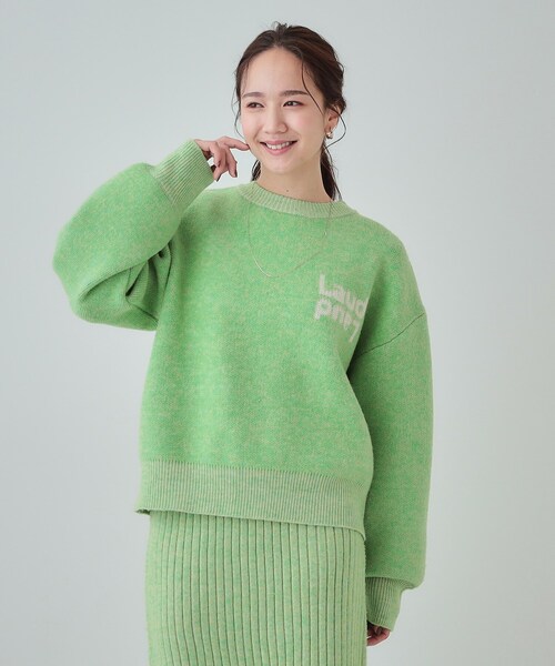 Cutie Blonde(キューティーブロンド)の「【セットアップ可】もちもちミックスヤーンロゴニット(ニット/セーター・レディース・ブラック/スモーキーグリーン系/ライトベージュ/ピンク・01/02/03/04)」の17枚目の写真