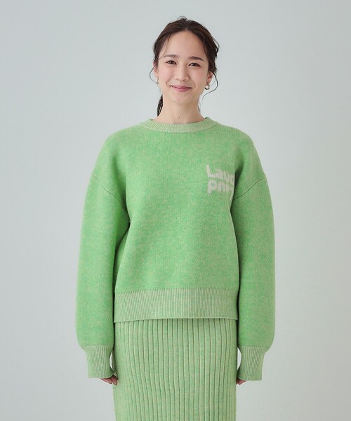 Cutie Blonde(キューティーブロンド)の「【セットアップ可】もちもちミックスヤーンロゴニット(ニット/セーター・レディース・ブラック/スモーキーグリーン系/ライトベージュ/ピンク・01/02/03/04)」の21枚目の写真