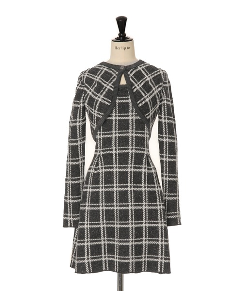 ワンピース herlipto Pantheon Checked Knit Dress Her lip to（ハーリップトゥー）の「Pantheon Checked Knit