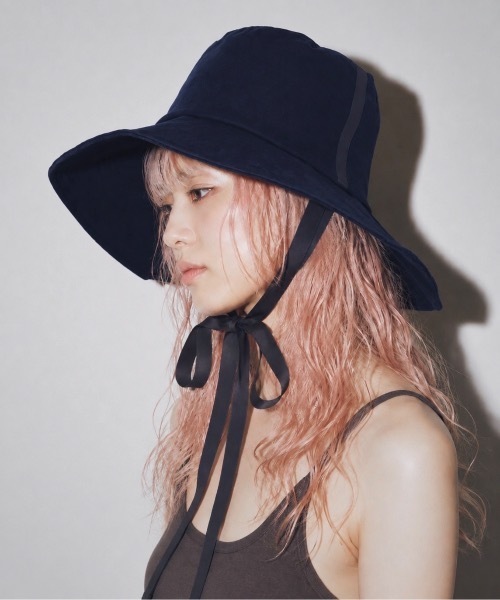 ORIENT MILLINERY(オリエント ミリナリー)の「RUFF【ルフ】リネン100% UVプロテクト サンシェードハット UPF50+(ハット・レディース・キナリ/ネイビー・FREE)」の1枚目の写真