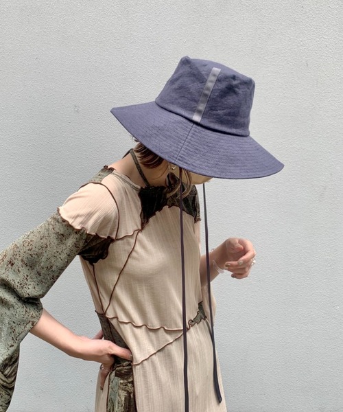 ORIENT MILLINERY(オリエント ミリナリー)の「RUFF【ルフ】リネン100% UVプロテクト サンシェードハット UPF50+(ハット・レディース・キナリ/ネイビー・FREE)」の15枚目の写真