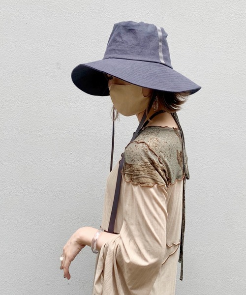 ORIENT MILLINERY(オリエント ミリナリー)の「RUFF【ルフ】リネン100% UVプロテクト サンシェードハット UPF50+(ハット・レディース・キナリ/ネイビー・FREE)」の14枚目の写真